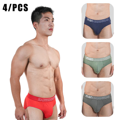 4pcs Mens Briefs Underpants Loose Plus Size Briefs Mid Waist Black Gray Sports Underwear Heavyweight Boys Breathable Panties 6XL