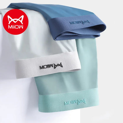 MiiOW 3Pcs Ice Silk Men Boxer Underwear Sexy Mens Underpants Graphene Antibacterial Men's Panties Breathable Boxers Briefs L-5XL