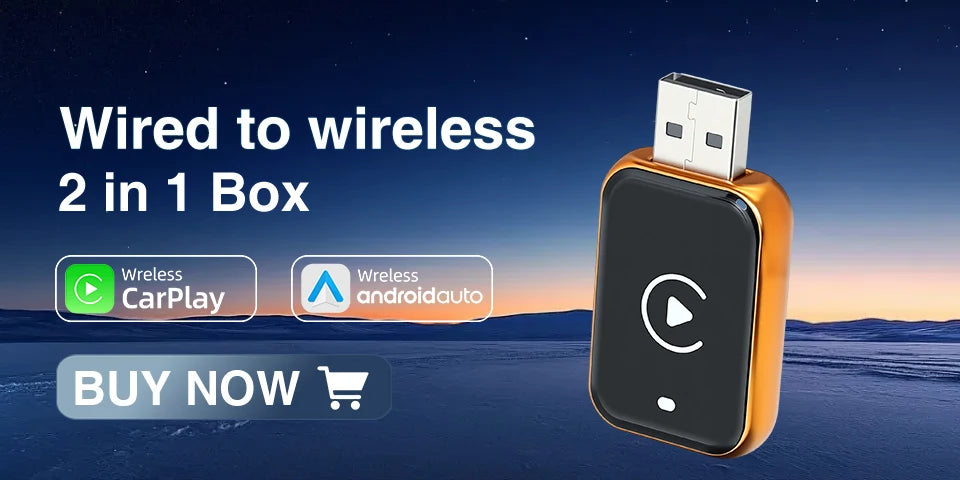 CarPlay Wireless Orange Adapter 2026 New Plug & Play Auto Connect No Delay Converts Wired to Wireless iPhone & Android