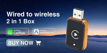 CarPlay Wireless Orange Adapter 2026 New Plug & Play Auto Connect No Delay Converts Wired to Wireless iPhone & Android