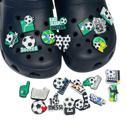 22-100Pcs Soccer Sport Series PVC Shoe Accessories Football Goal Slipper Buckle Charms DIY Kids Favorite Wristband