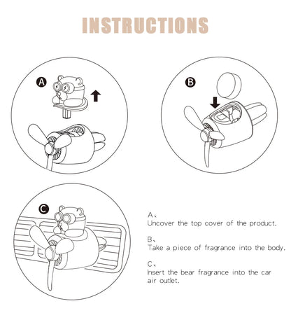 Rotating airplane pilot bear car air fresheners accessories interior decorations fan vent clips perfume fragrance diffuser aroma
