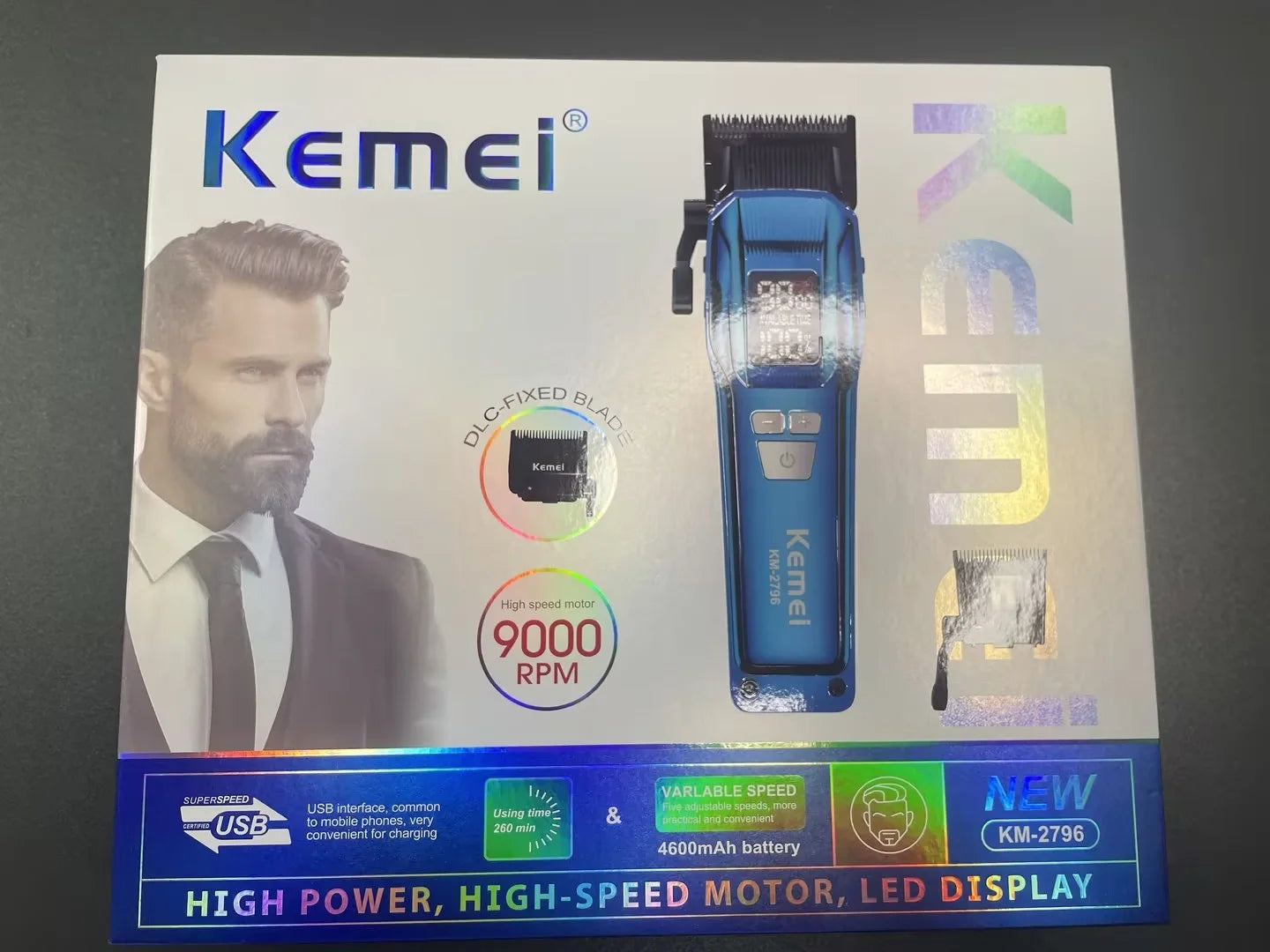 KEMEI Hair Trimmers Clippers Professional Cordless 4600mah Lasting Rechargeable Hair Trimmers Clippers km-2796