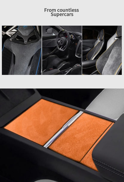For Tesla Model 3 (2024-) Model Y(2025-) Center Console Panel Trim Sticker Anti Scratch Car Interior Accessory Made of Alcantara