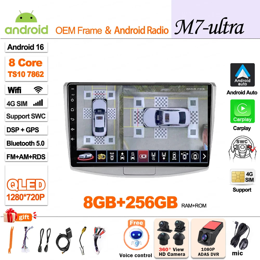 For Volkswagen VW Passat B6 B7 B8 CC 2007- 2021 Android 16 Car Radio Multimedia Video Player GPS Navigation Touch Screen RDS 5G