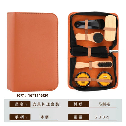 Travel Shoe Brushing Kit Shoe Polish Set Leather Care 7pcs Set Shoe Oil Application Polishing Shoe Removal Tools Durable Bris...