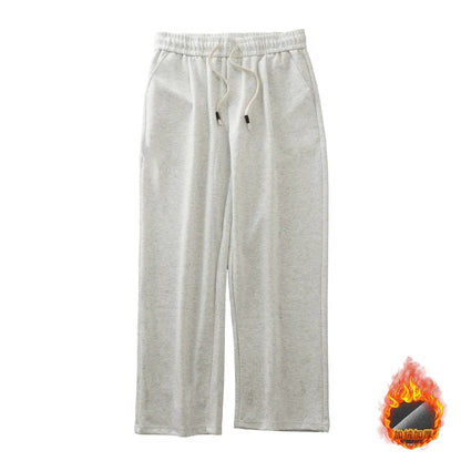 DUKEEN Pique Fabrics Sweatpants for Men Loose Causal Straight Legged Trouse Autumn and Winter Solid Colors Sports Fleece Pants