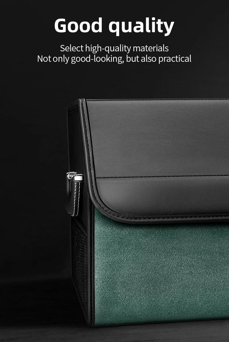 Car Suede Trunk Organizer Large Capacity Leather Foldable Storage Box Portable Multifunctional Tool Organizer Car Accessories