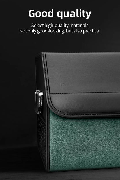 Car Suede Trunk Organizer Large Capacity Leather Foldable Storage Box Portable Multifunctional Tool Organizer Car Accessories