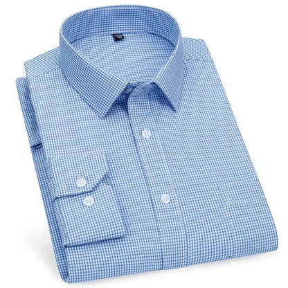 Men's Business Casual Shirts Purple Blue Cotton Regular Fit Long Sleeve Classic Plaid Striped Checked Social Work Dress Shirts