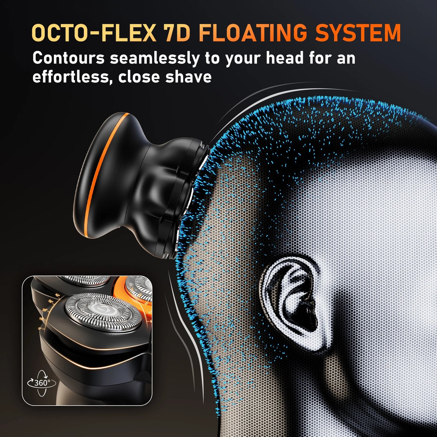 MAXGROOM 7D Head Shavers for Bald Men Wet/Dry Electric Shaver Hair Trimmer USB Rechargeable LED Display Waterproof Beard Trimmer