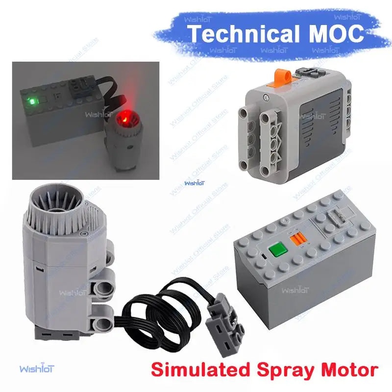 Technical MOC Building Blocks Power & Spray Kit Motor & Battery Box for RC Car Robot DIY Smoke Accessories