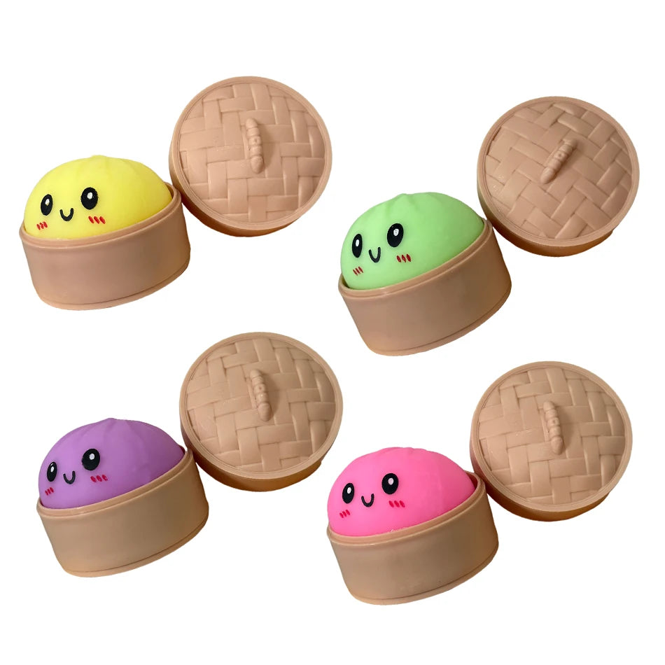 5.5cm Hot Glitter Dumpling Squishy with Box Dumplings Sensory Squeeze Toy for Stress Relief Fans Birthday Day Gifts