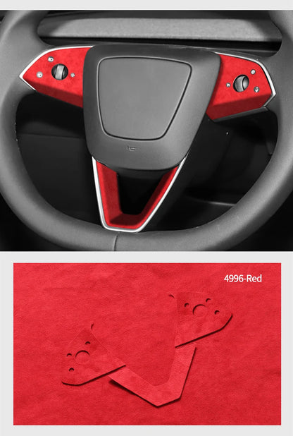 Made of Alcantara For Tesla Model 3 (2024-)/Model Y (2025-) Steering Wheel Trim Frame Sticker Car Interior Tuning Accessories