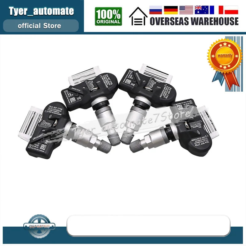 For Volkswagen CC Passat Passat CC Tiguan 4Pcs Tire Pressure Monitoring Sensor TPMS 433MHz 3AA907275B 3AA907275D 3AA907275