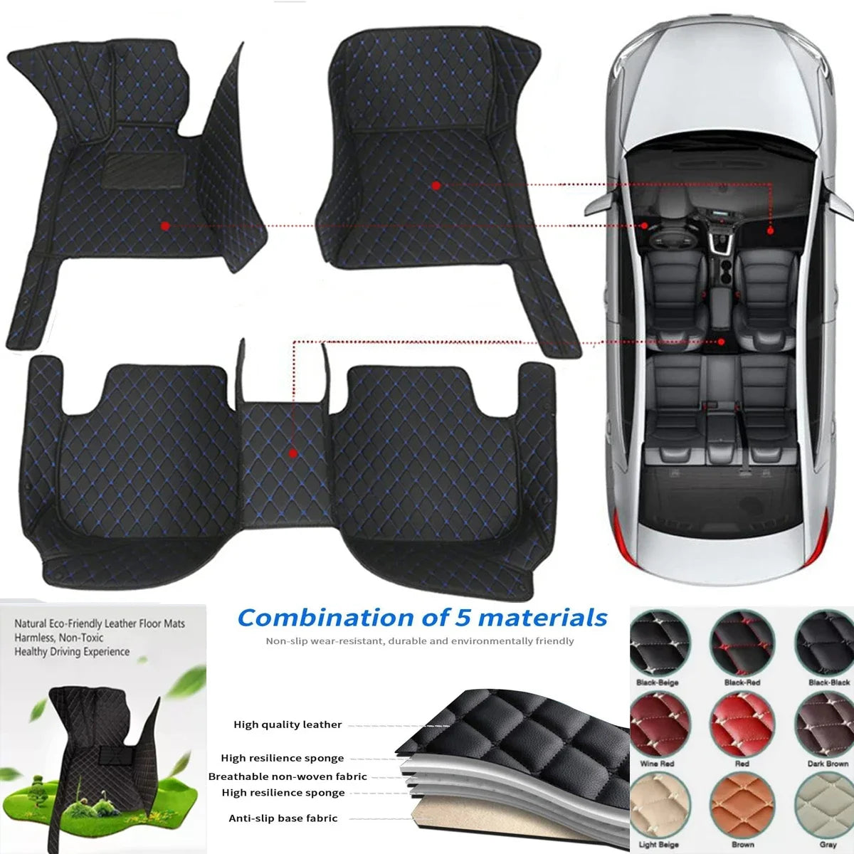 3D PU-leather Waterproof Custom Car Floor Mats For Toyota RAV4 2005-2025 Years Auto Carpets Coche Accessorie Liners