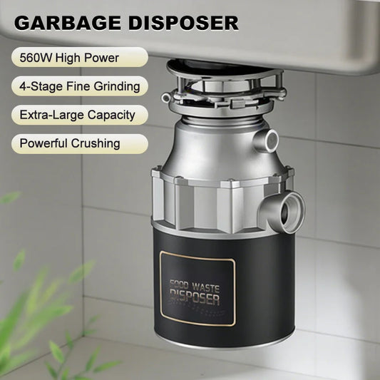 Turbocharged Food Waste Disposer 560W Kitchen Garbage Grinder Bladeless Dishwasher For Anti Blockage Anti Odor For Home Sink
