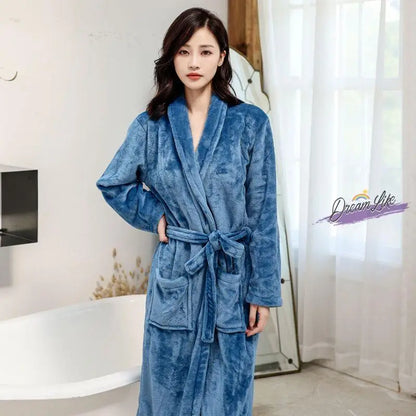 Thiened Long Pajamas Couples Flannel Spwear Coral Fce Home Clothes Men Women Robe Autumn Winter Nightgown Casual Sle