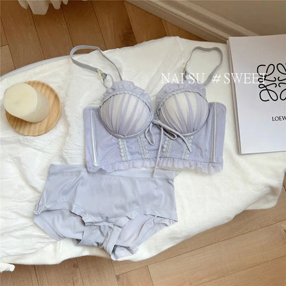 Iroppoi Sweet Charming Lingerie Set Delicate Lace Push Up Bra Small Cup Women, Sek-si Feminine Look New Hot Item BANERDANNI