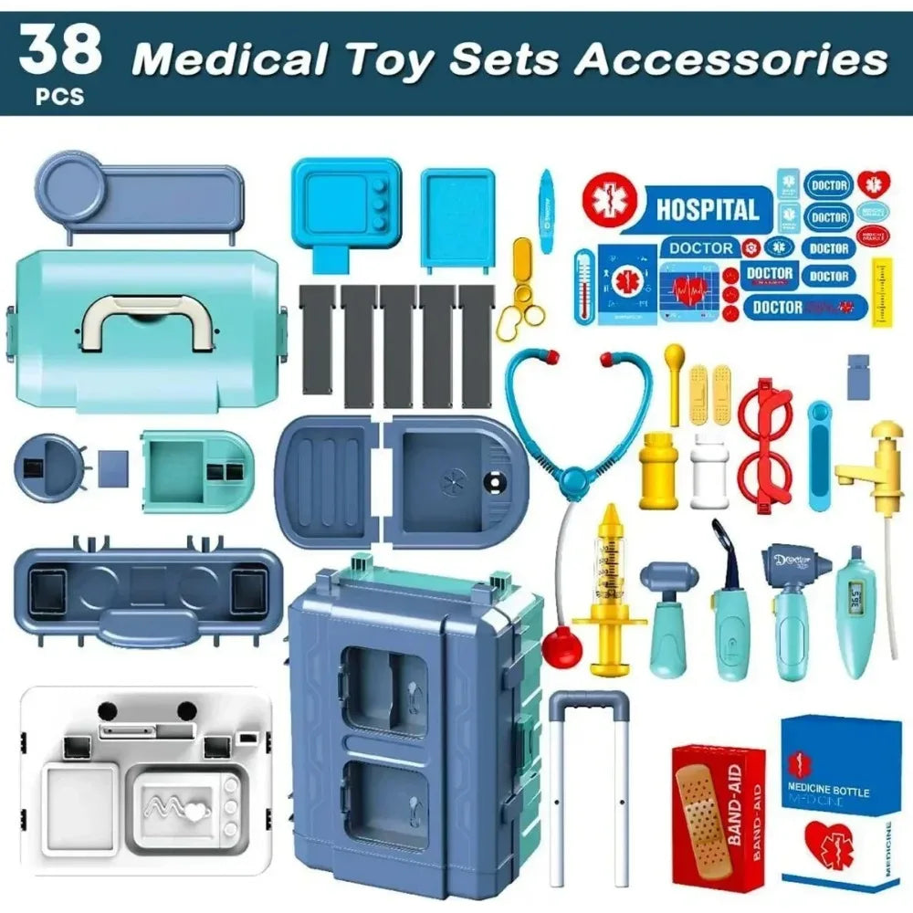Doctor Kit for Kid Pretend Doctor Suitcase Toy for Toddler with Stethoscope Medical Checkup Role Play Birthday Gift for Boy Girl
