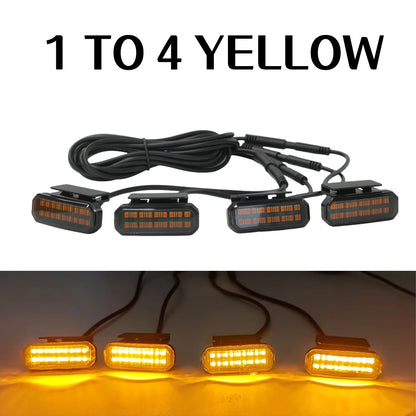 4PCS front grille light universal clip on car LED amber with wiring harness and fuse upgraded buckle grille light