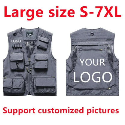 Custom Logo Men's Fleece Vest Winter Warm Sleeveless Jacket Casual Outdoor Sports Waistcoat Male Plus Size 7XL Brand Clothing