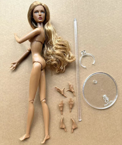 1/6 Female Super Model DC Doll Head Body Figure With Good Makeup Heads With 2 Pairs Hands 1 Feet and Clear Doll Stands