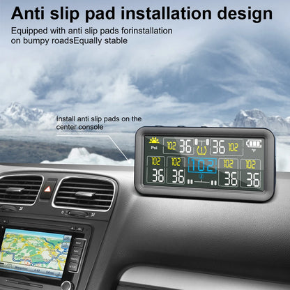0~9.9Bar Truck RV 4/6 External Sensors Car Tire Pressure Alarm Digital LCD Display Solar TPMS Waterproof