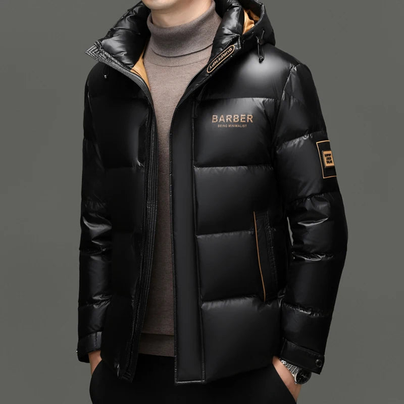 Real Good 90% White  Duck Down Parkas Coat 2025 Winter Men Thermal Warm Hooded Jacket Trendy Bright Color Duck Down Puffer Coat