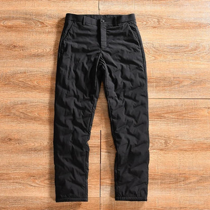 Thickened Duck down Men's Casual Straight Leg down Pants Winter Business Leisure Youth Popular Long Pants Polyester Fiber