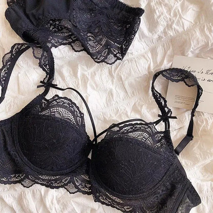 MOYISU Adjustable Lace Bralette for Small Chest Bra Set Removable Straps & Thin Padding Soft Wire Comfort Muslim Girls Underwear