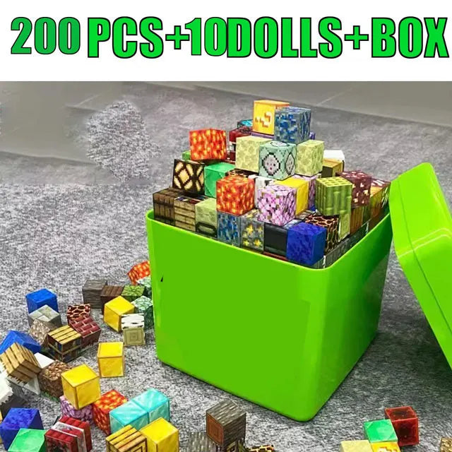 16cm Big Storage Box Magnetic Building Blocks Mine Magnet World Set Puzzle Toys For Kids Montessori Sensory Cubes Birthday Gifts