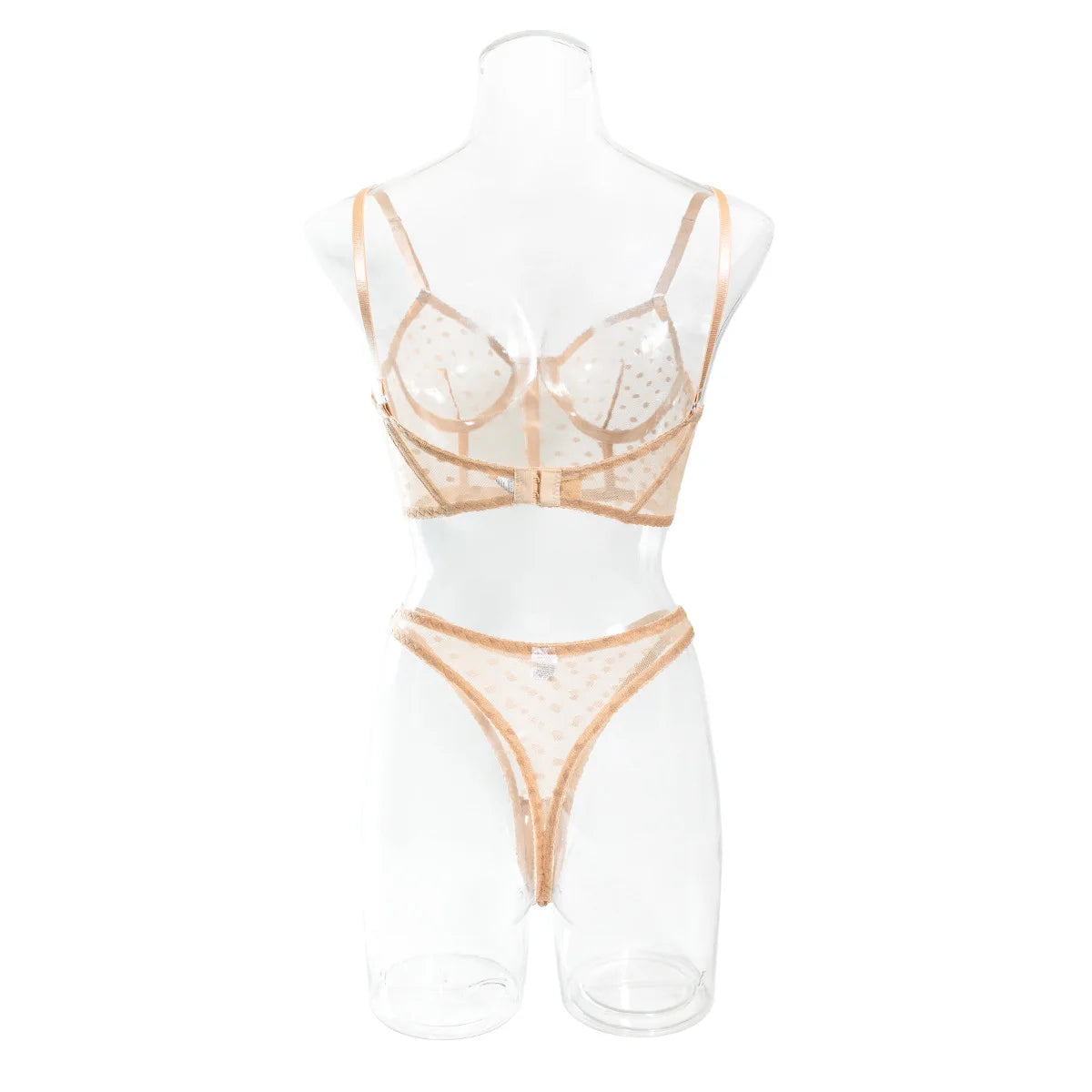 Ellolace Polka Dot Sensual Lingerie Transparent Lace Set Women 2 Piece Seamless Bilizna Set See Through Sexy Black Intimate