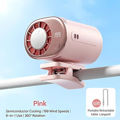 Car Clip On Fan Mini Portable Fan Outdoor Clip Umbrella Fan Waist Clip Electric Fan USB Rechargeable Desktop Cooling Fan Camping