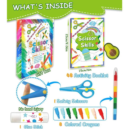 Scissor Skills Activity Book Fun Cutting & Creative Activities for Toddlers Child-Safe Scissors DIY Craft Kit Gift for Kids