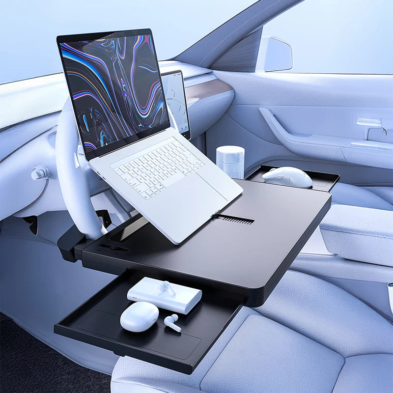 Multifunctional Car Steering Wheel Desk Portable Laptop Desk Foldable Car Storage Stand Work and Dining Table Travel Office