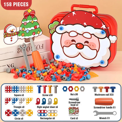 Christmas Pretend Repair Toolbox Children DIY Assembling Electric Drill Screwdriver Toy Kit Educational Toy Kid Birthday Gifts