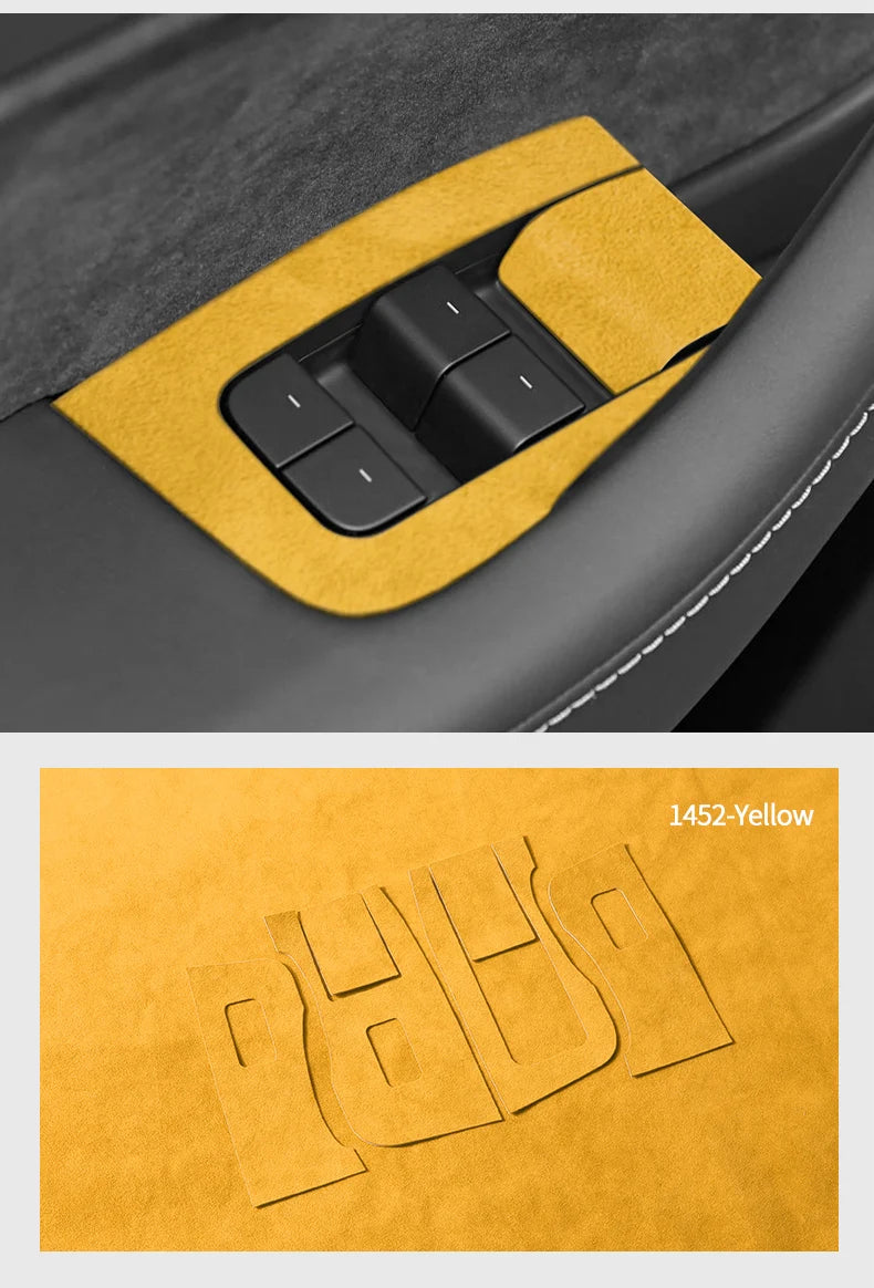 Top Suede For Tesla Model 3(2019-2023) Model Y(2019-2024) Car Window Control Panel Button Trim Sticker Interior Tuning Accessory