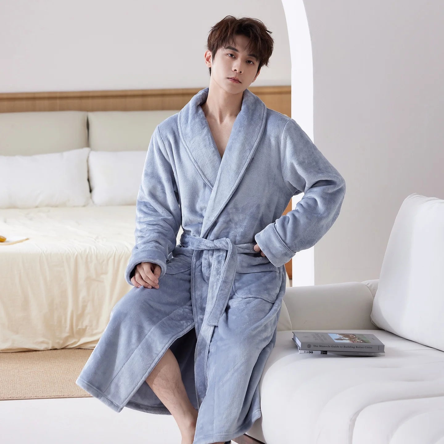 Thiened Long Coral Fce Pajamas Women's Spwear Winter Home Clothes Couple Batobes Men's plus Size Flannel Gown