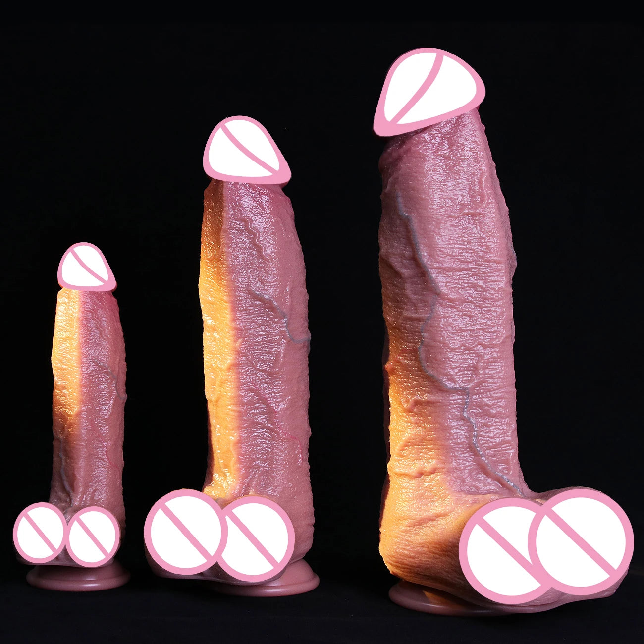 3 Sizes Realistic Soft Brown Dildo Huge Thick Fake Penis Double Silicone Cock Woman Man Masturbation Suction Cup Anal Sex Toys
