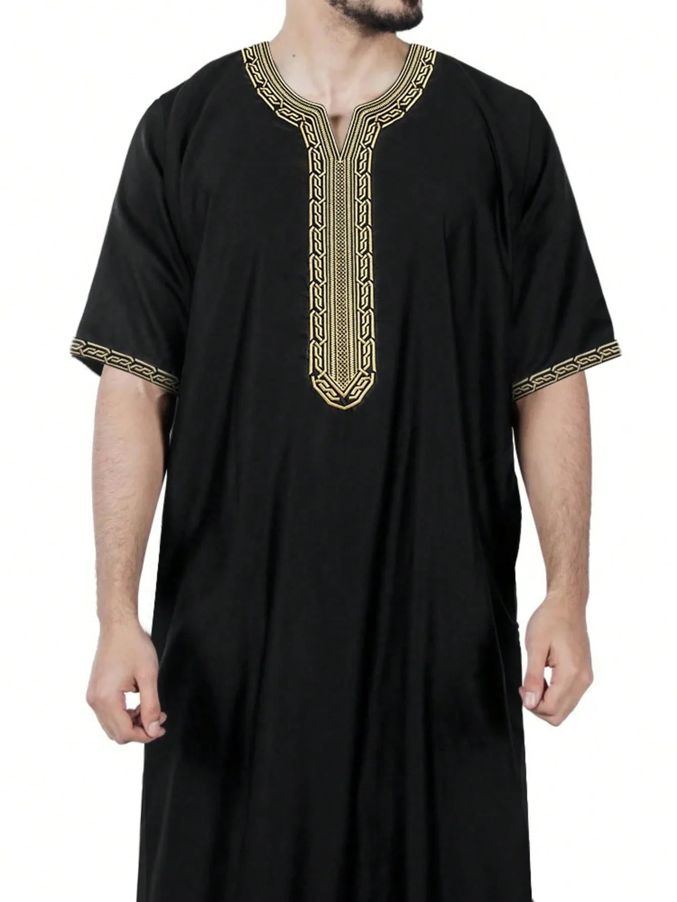 2026 New Embroidered Men's Apparel With Side Pockets Jersey 2026 Muslim Long Dress Robe Abaya Ramadan Dubai Luxury Islam Elegant