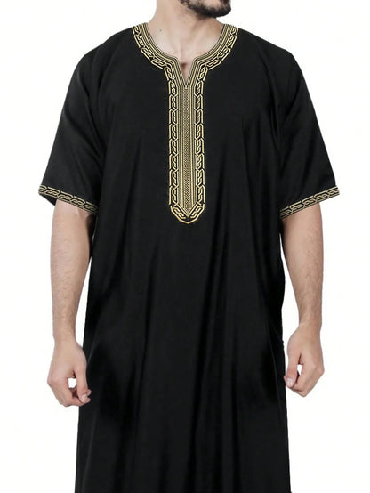 2026 New Embroidered Men's Apparel With Side Pockets Jersey 2026 Muslim Long Dress Robe Abaya Ramadan Dubai Luxury Islam Elegant