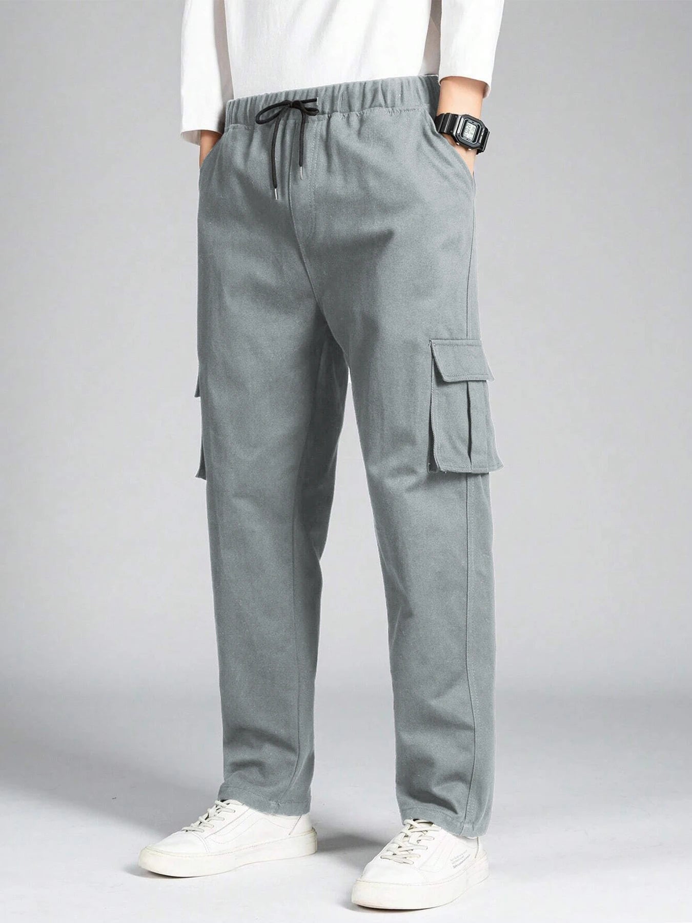 Men's Autumn Winter Workwear Casual Trousers Straight Loose Multi-Pocket Trendy Brand Long Pants Fashionable