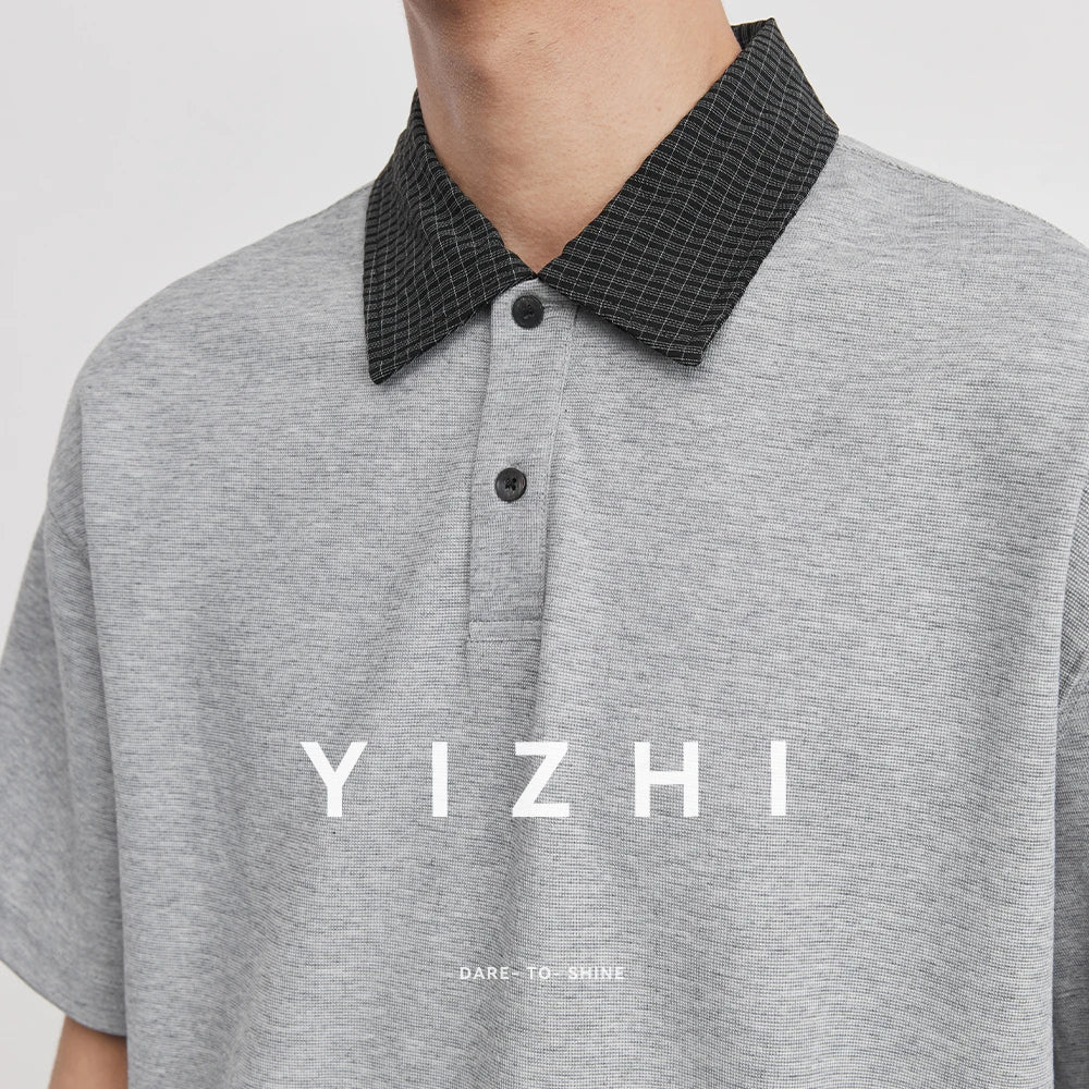 Heavy 230g American Retro Plaid Lapel Polo Shirt Men's 2026 Spring Fake Two-piece High-end T-shirt Short Sleeves