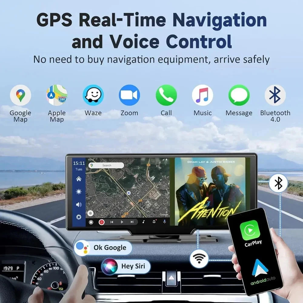 Ottocast Ai 11.4" Wireless Carplay Screen Android 15 Car Radio Multimedia Video Split-screen For Netflix YouTube Play Store