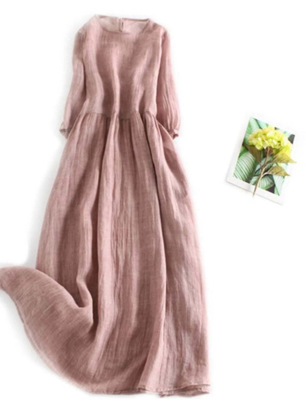 Elegant High-End Cotton Linen Dress Women's Fashionable Oversized Skirt A-Line Long Robe Drifting Style Summer Commute Pure C...