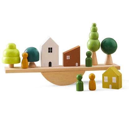 Forest Building Blocks Wooden Montessori Toys Creative 3D Puzzle Scene Placement Game Baby Balance Toy Room Decoration Baby Gift