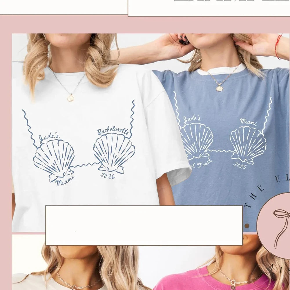 Personalized Custom Beach Bachelorette Shirts Bikinis Last Toast on the Coast Party Gift Tops Cotton Y2K T-Shirts Streetwear