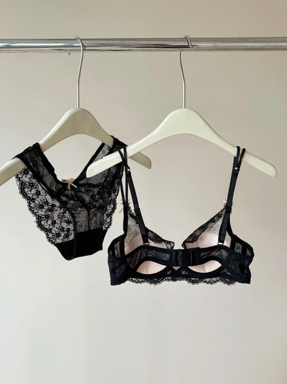 French Style Women's Minimizer Bra Sexy Lingerie Set Large Breast Support Half Cup Soft Underwire Anti Sagging Comfort Thin Bras
