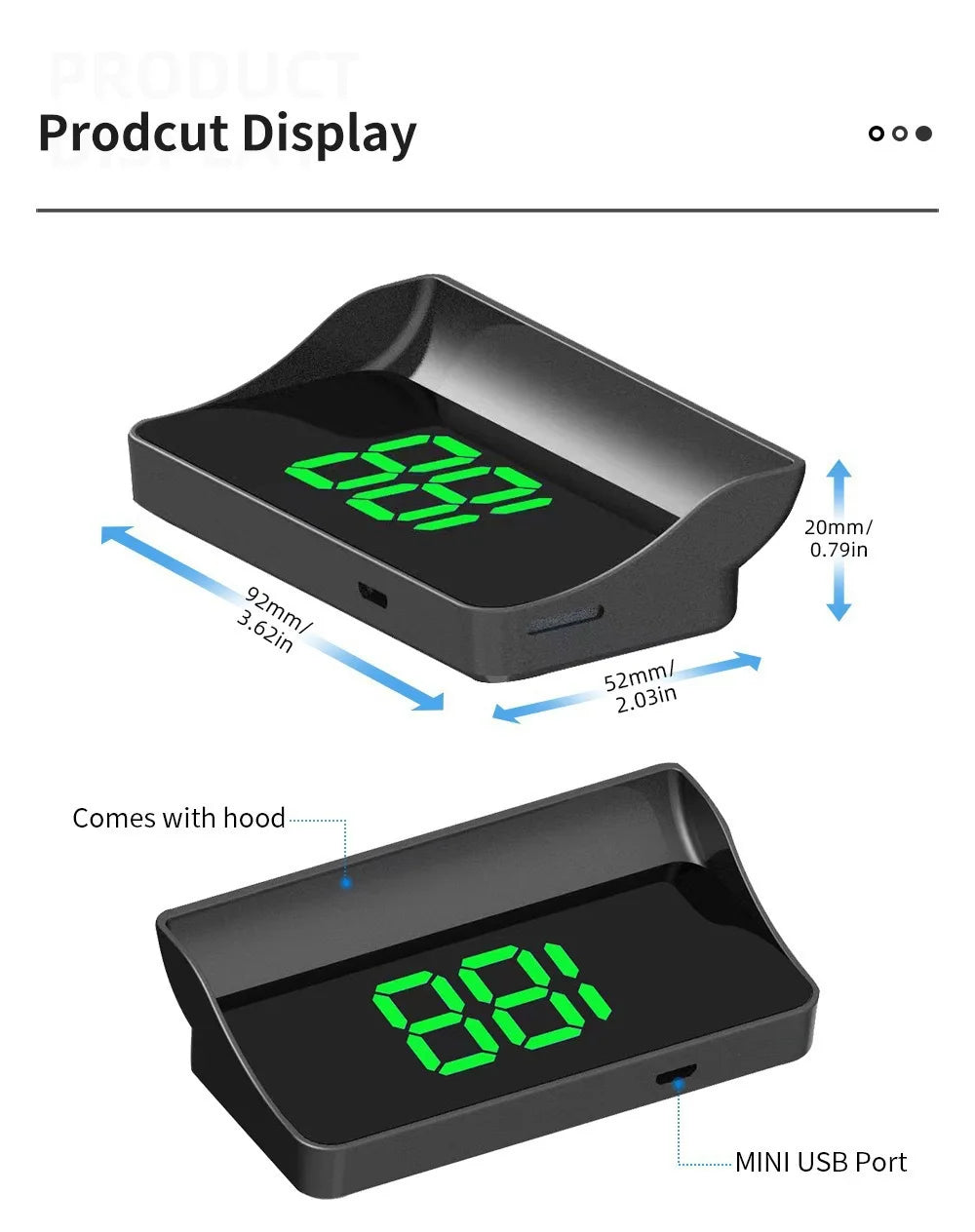 Universal Car HUD Display GPS Speedometer KMH MPH Projector Plug and Play Auto Accessories Windshield Anti-Glare Head Up Display